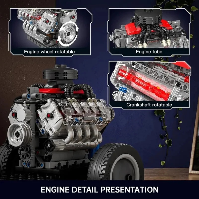 Model Kit Engine V8 - مولد كينج 10171 محرك سيارة رياضية