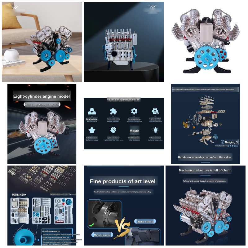 Model Kit Engine V8 - مجموعة بناء ميكانيكية ثلاثية الأبعاد لمحرك