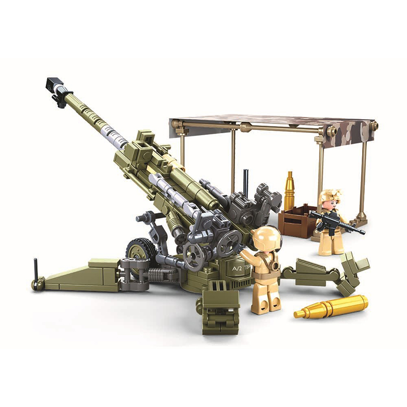 Model Kit Ww2 - مجموعة مكعبات بناء مدفع ميداني خفيف