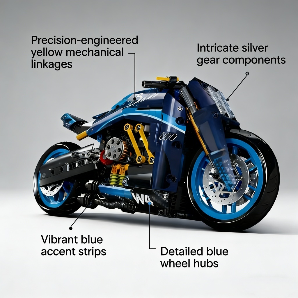 مكعبات بناء دراجة نارية زرقاء، - مراجعة Model Kit Runner وسعره