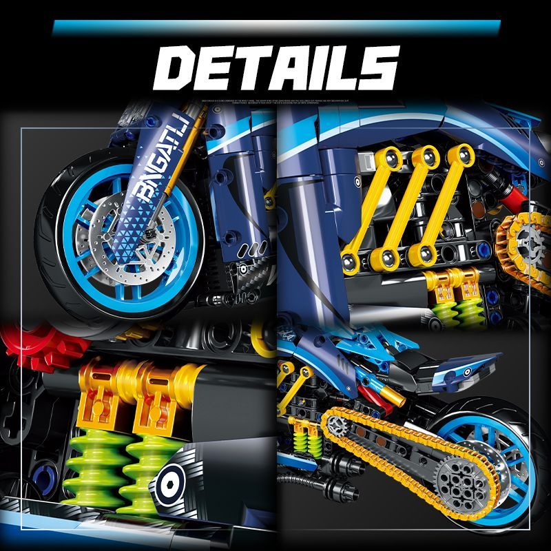مكعبات بناء دراجة نارية زرقاء، - مراجعة Model Kit Runner وسعره