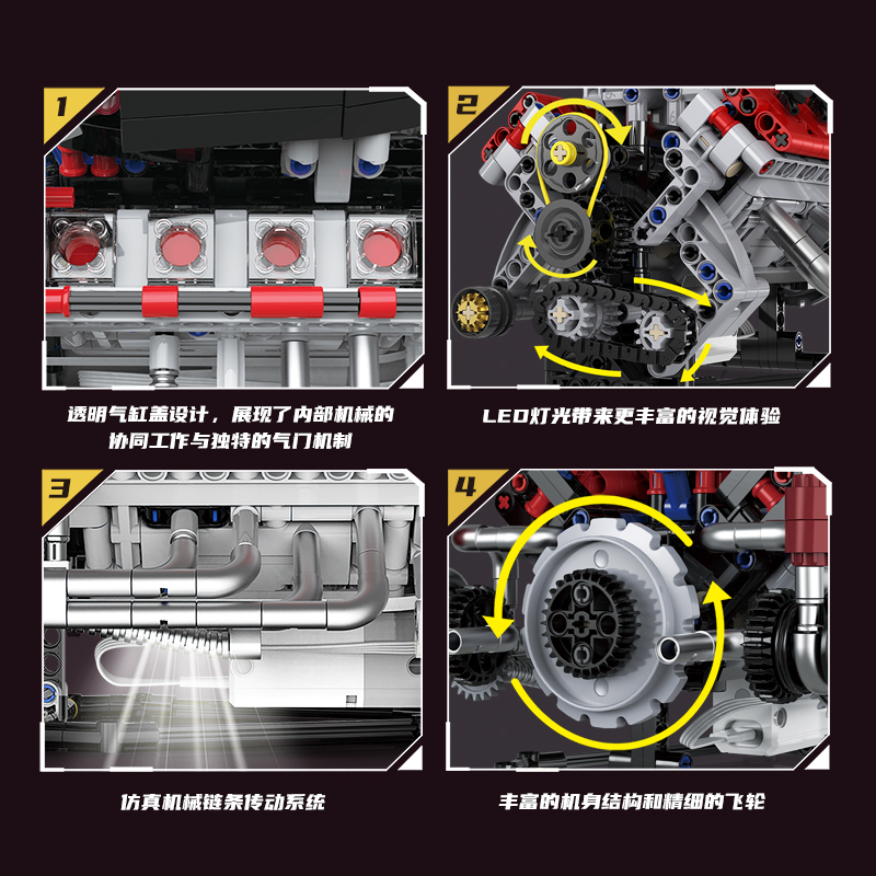 مجموعة مكعبات بناء طراز K96207 - مراجعة Model Kit Engine V8 وسعره